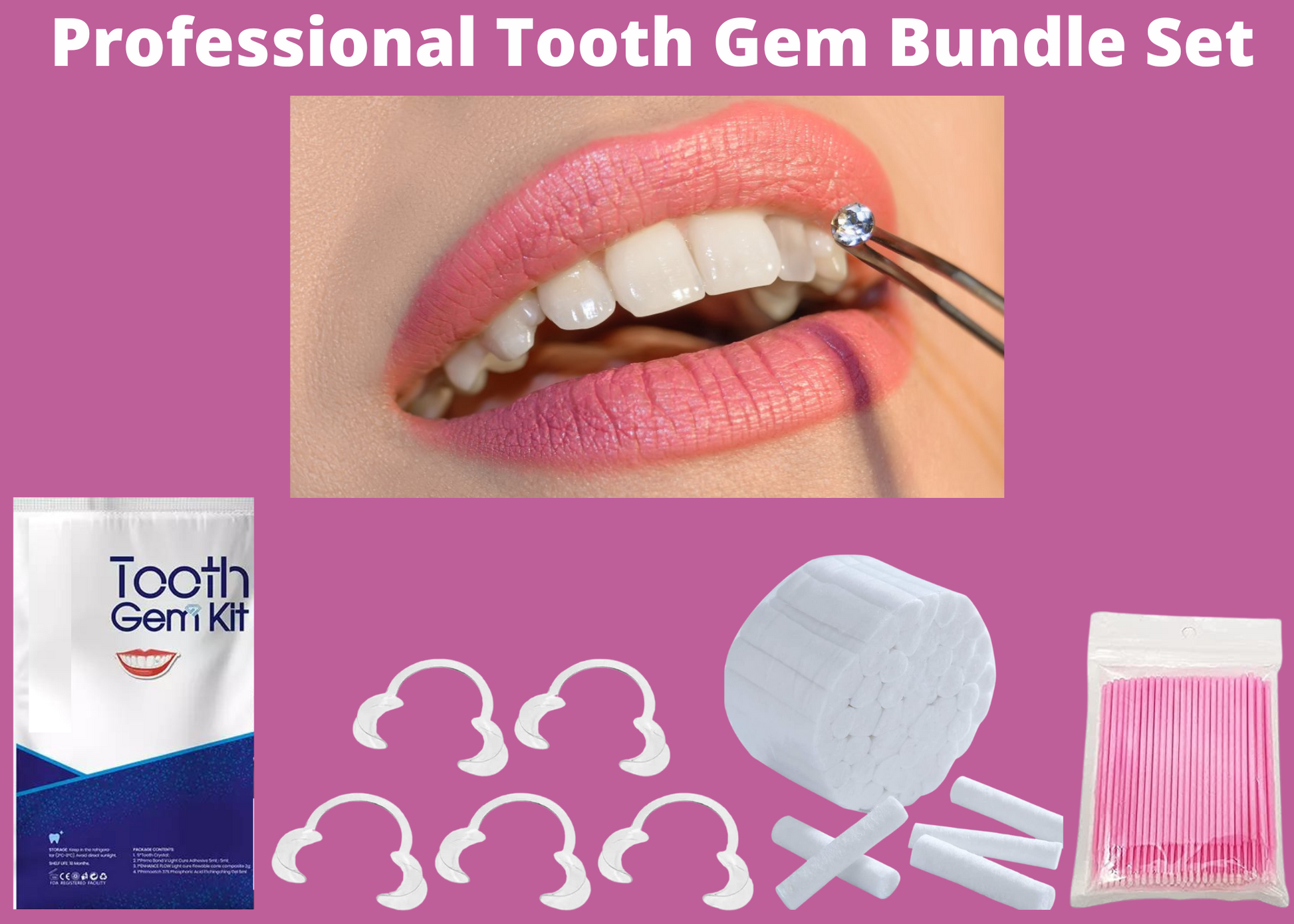 Tooth Gem Adhesive kit - Bundle Set with Extra Items for Permanent Tooth  Gems