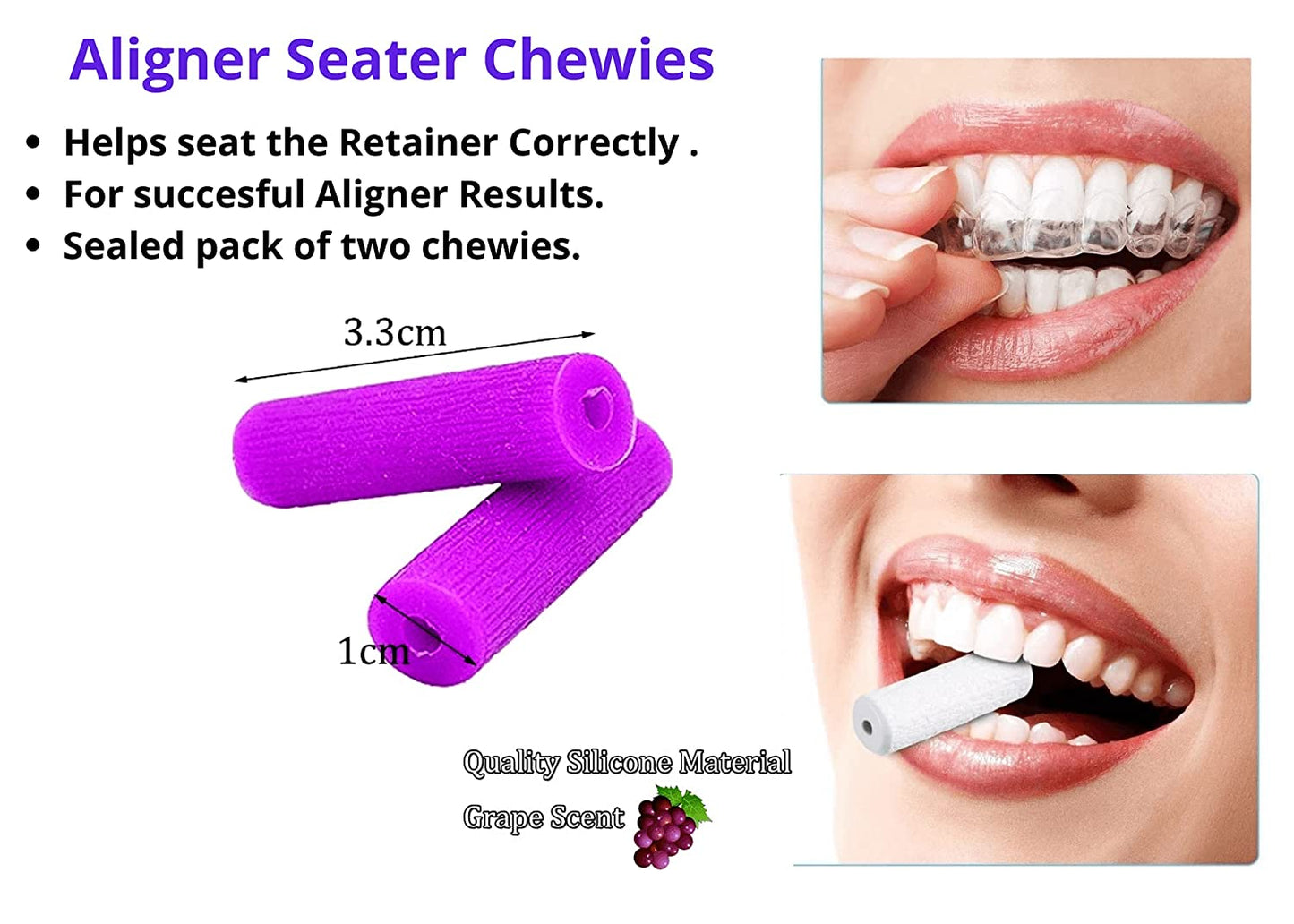 Clear Aligner Set, Retainer case, Aligner Removal tool, Aligner Chewies, and Denture Cleaner Brush, Bundle Set 5 Pcs, Dentures, Mouth Guard, With Deluxe EasyCarry Bag.