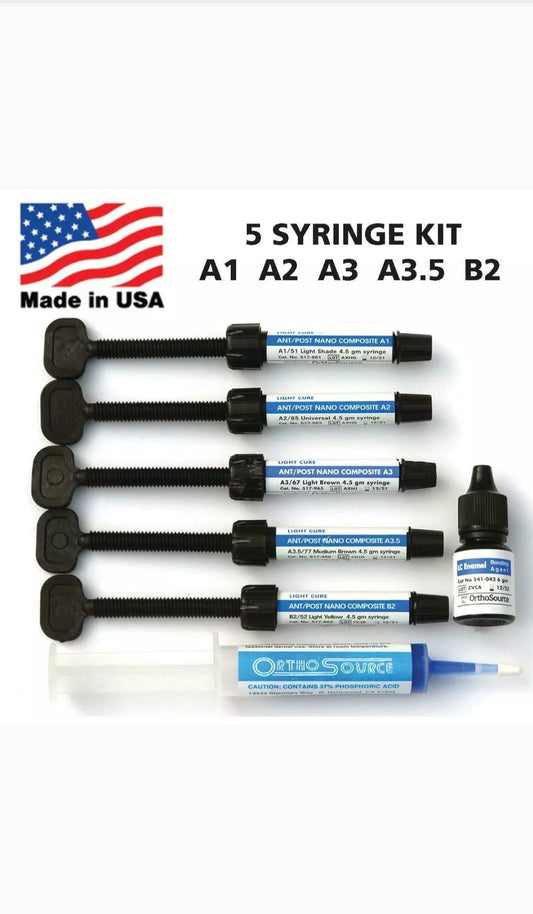 Dental composite Nano Hibrid Kit x 5 Syringes Made in USA Orthosource